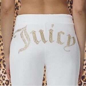 Juicy Couture White Track Pants with Gold Accents